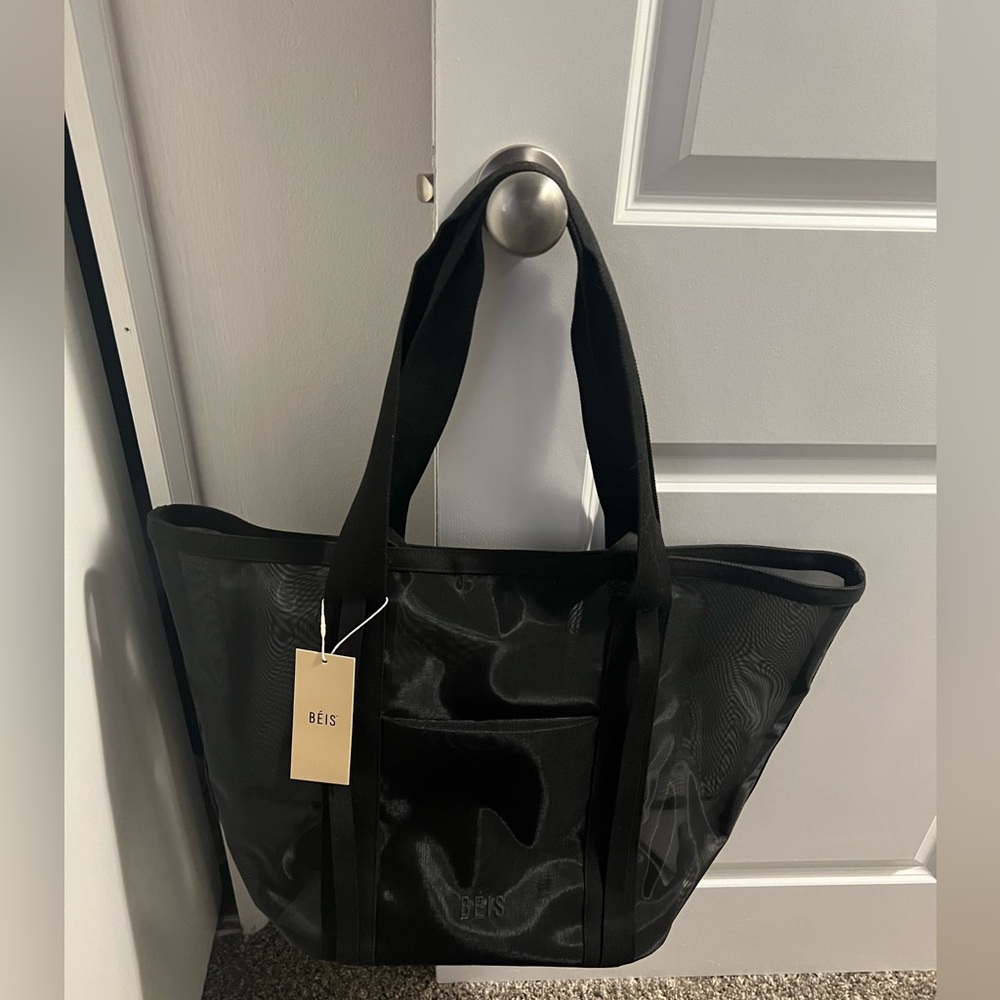 BÉIS Black Mesh Tote Bag
